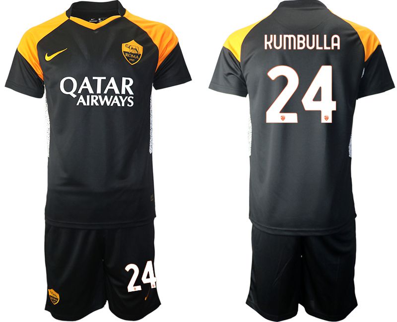 Men 2020-2021 club Rome away #24 black Soccer Jerseys->rome jersey->Soccer Club Jersey